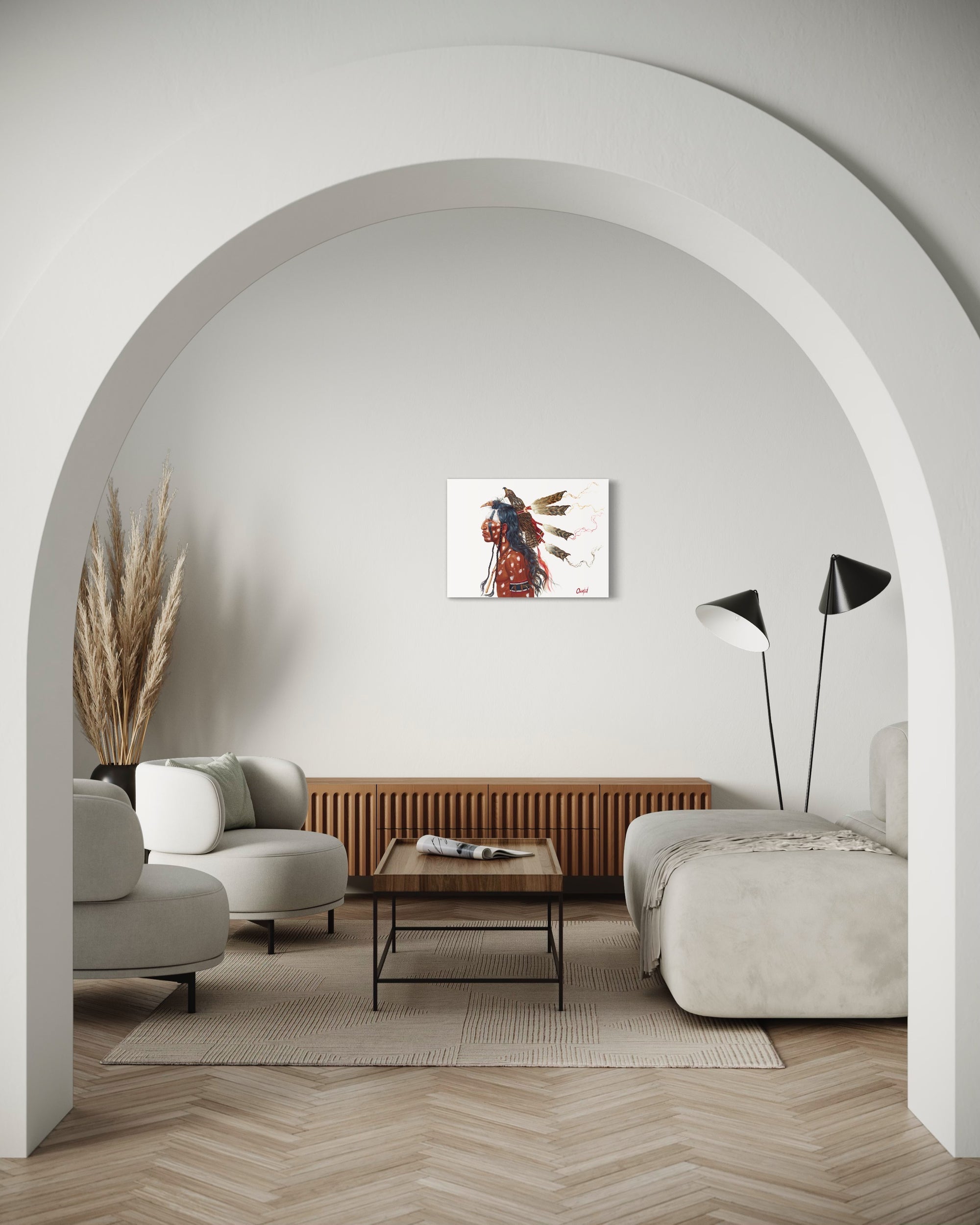 BRAVE WOLF AND THE MEDICINE HAWK | Luxe Collection Canvas Print