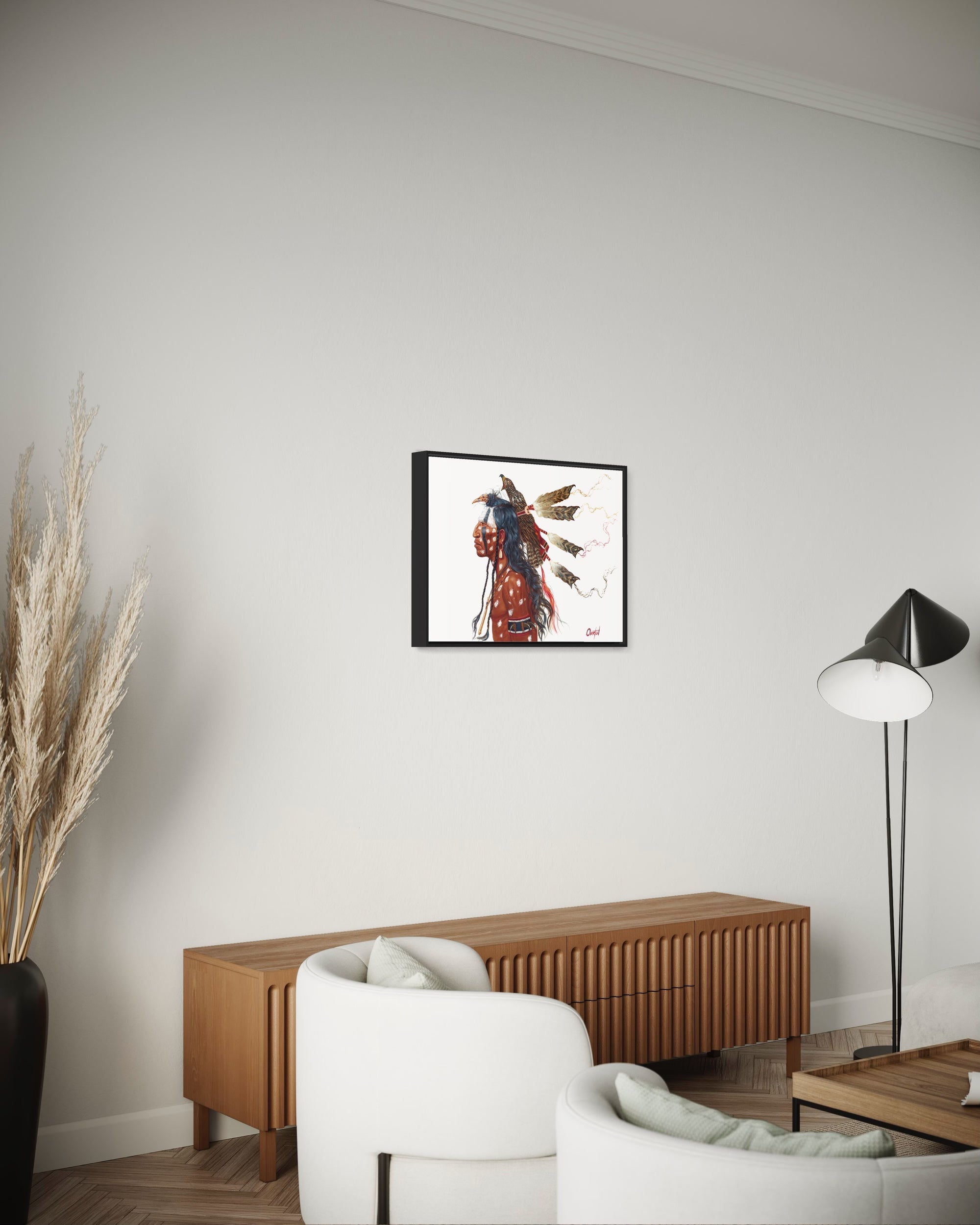 BRAVE WOLF AND THE MEDICINE HAWK | Luxe Collection Canvas Print