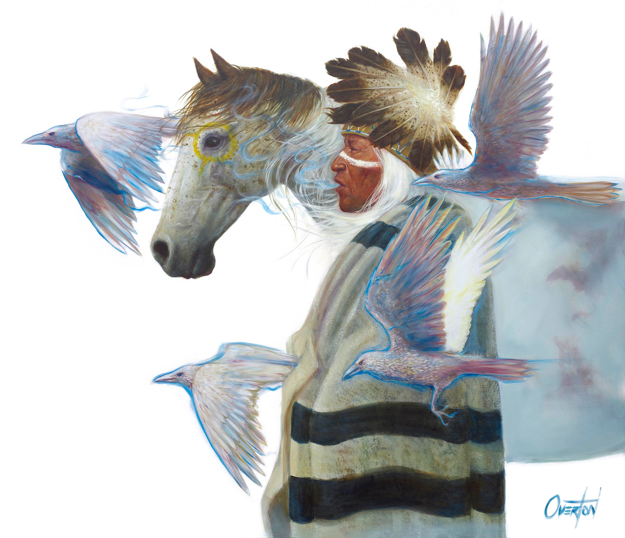 VOICE OF WHITE RAVEN AND THE MEDICINE HORSE | Hand Signed Print