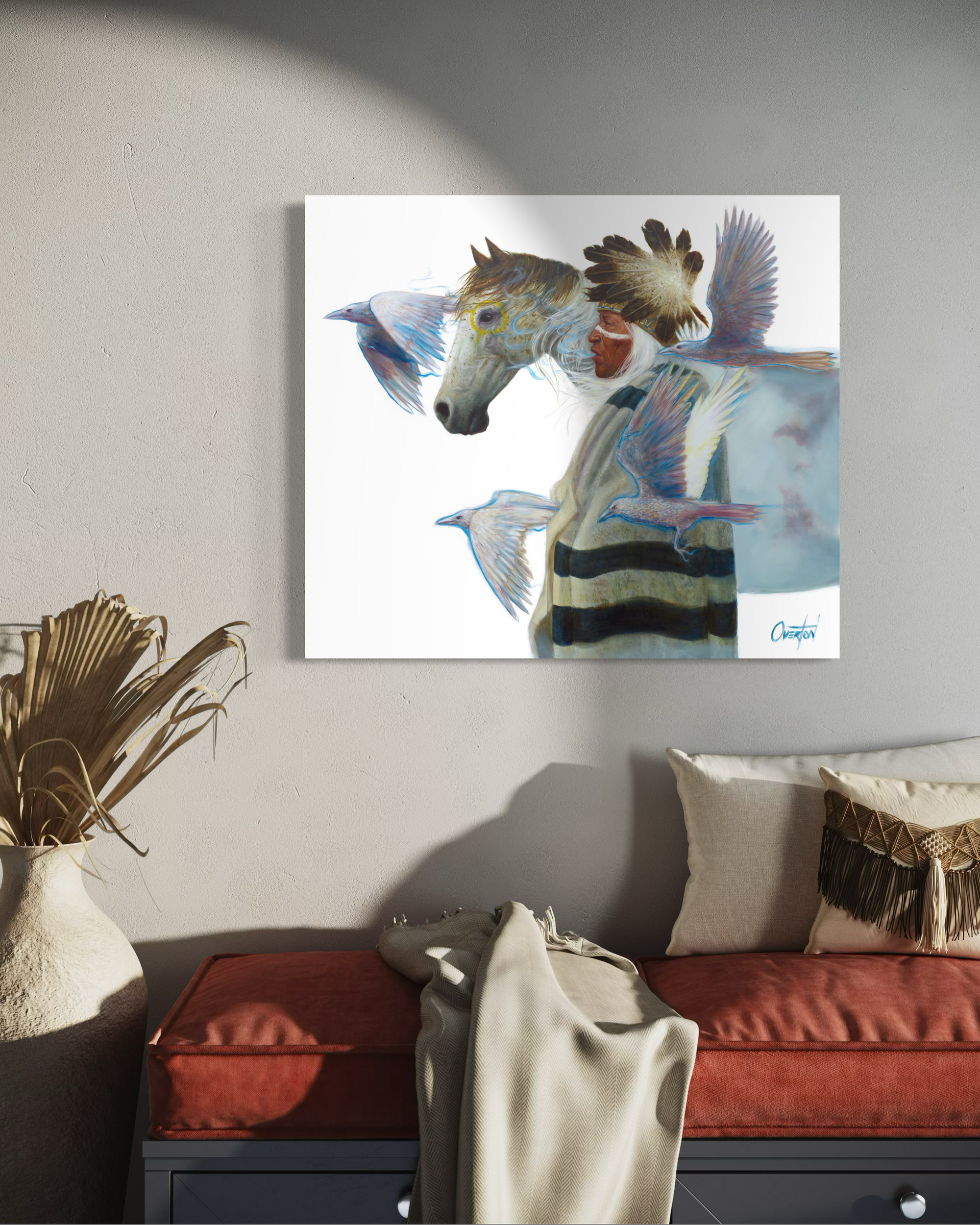 VOICE OF WHITE RAVEN AND THE MEDICINE HORSE | Luxe Collection Canvas Print