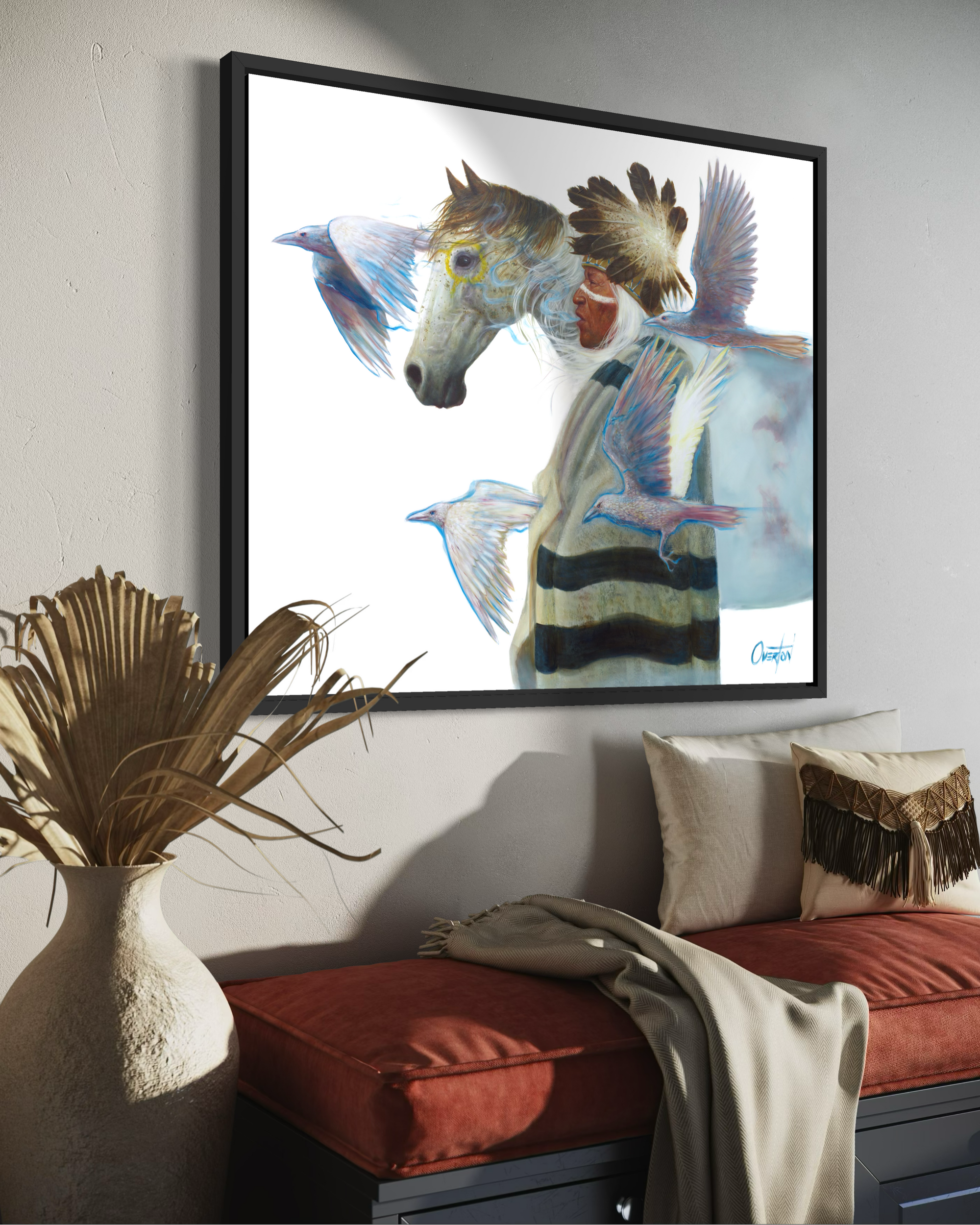 VOICE OF WHITE RAVEN AND THE MEDICINE HORSE | Luxe Collection Canvas Print