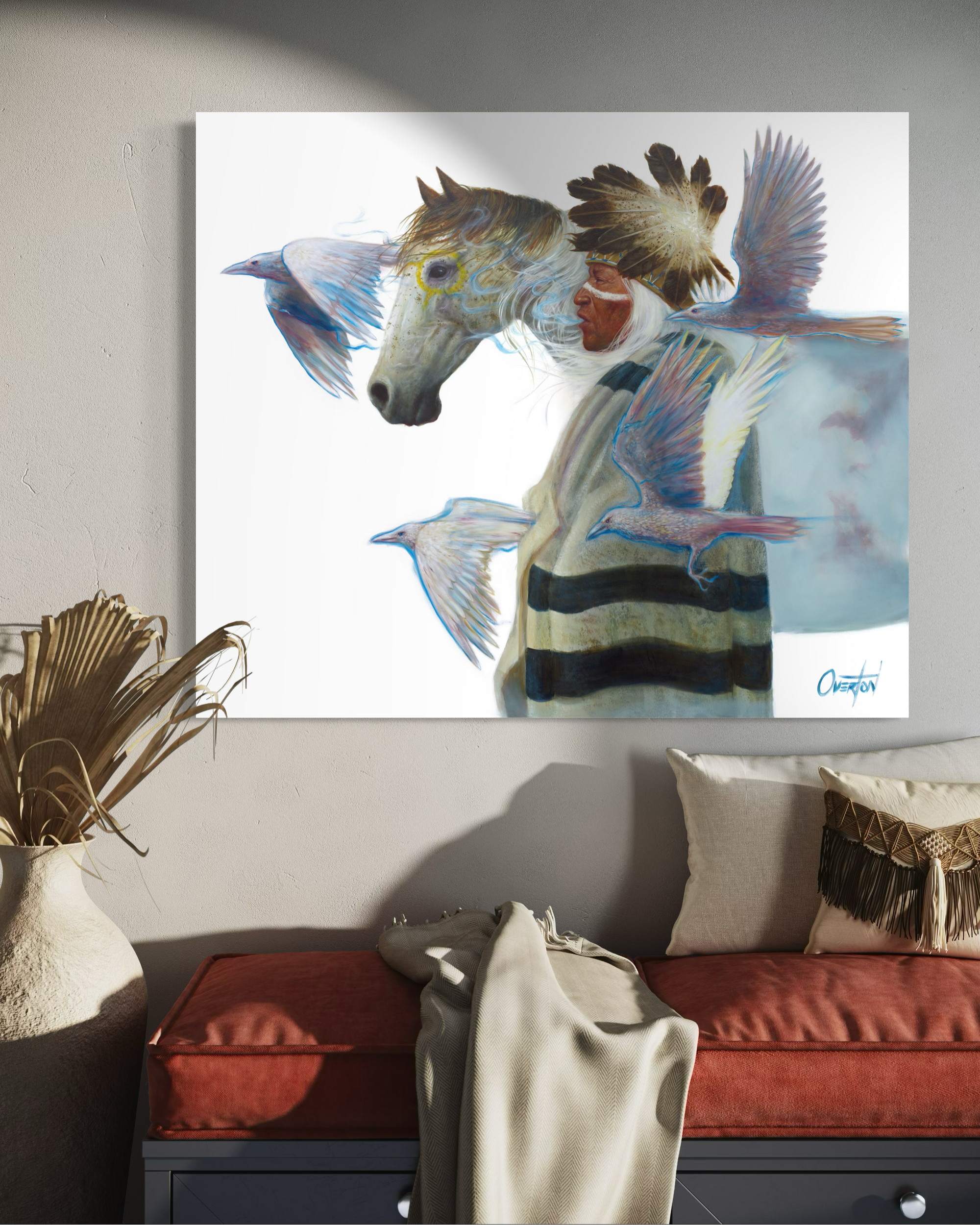 VOICE OF WHITE RAVEN AND THE MEDICINE HORSE | Luxe Collection Canvas Print