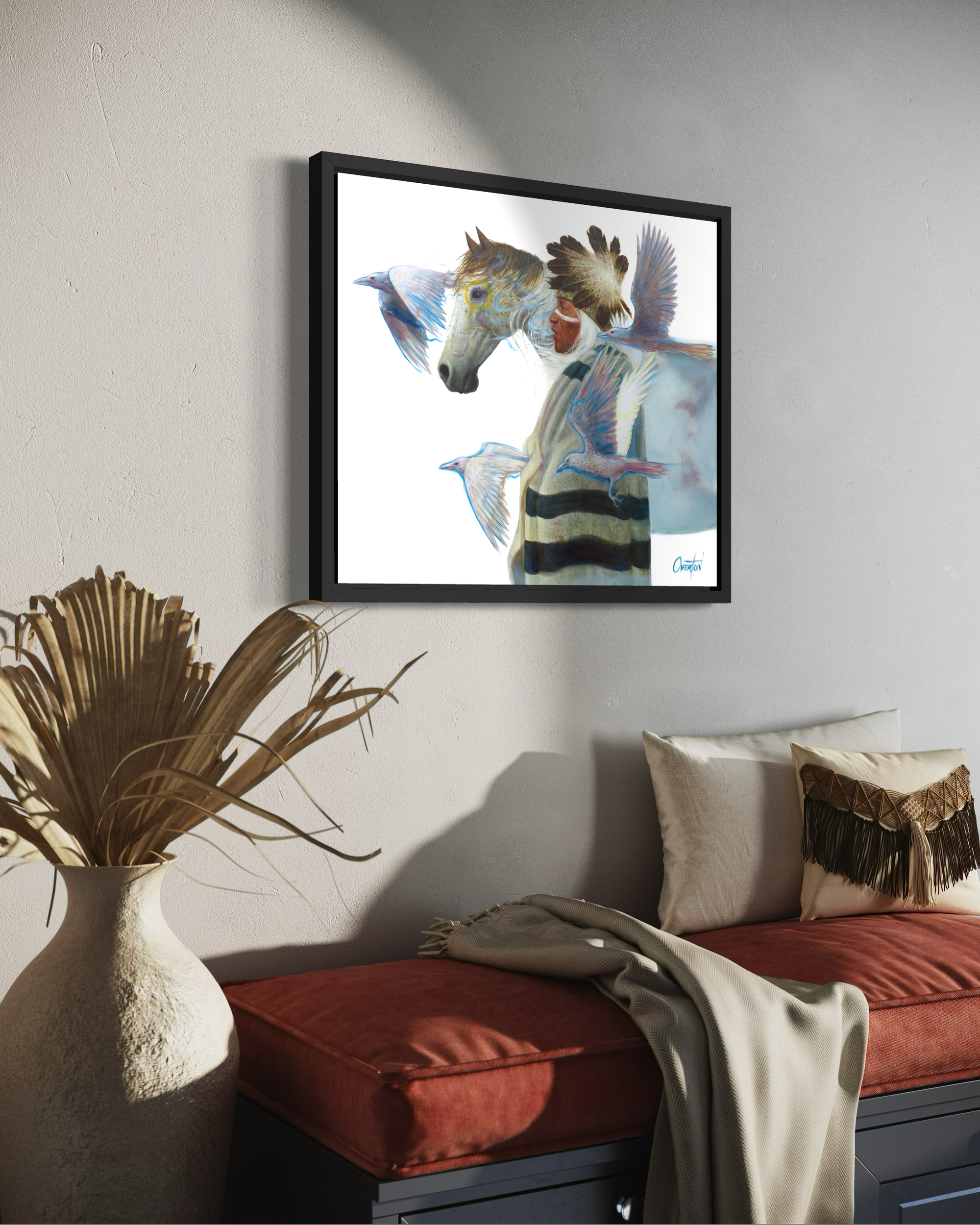 VOICE OF WHITE RAVEN AND THE MEDICINE HORSE | Luxe Collection Canvas Print