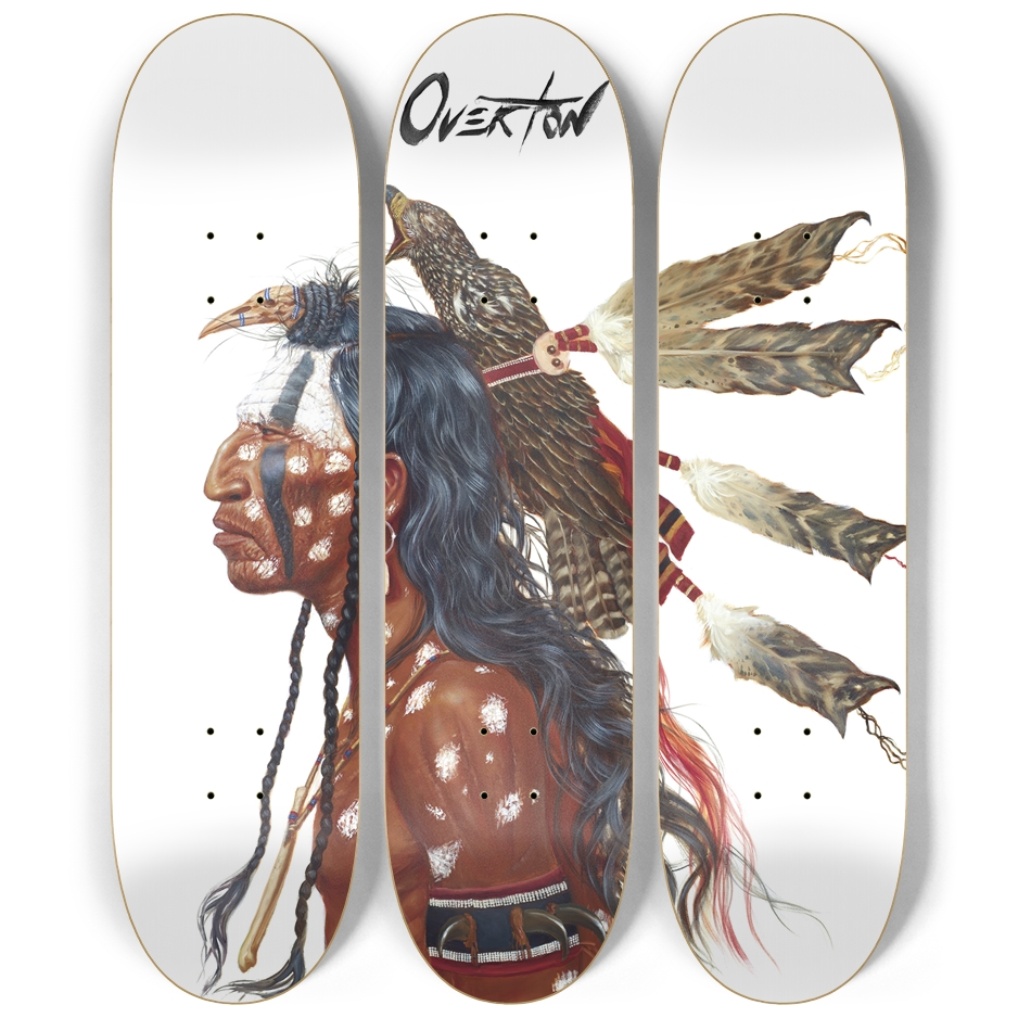 Brave Wolf and the Medicine Hawk Custom Skateboard