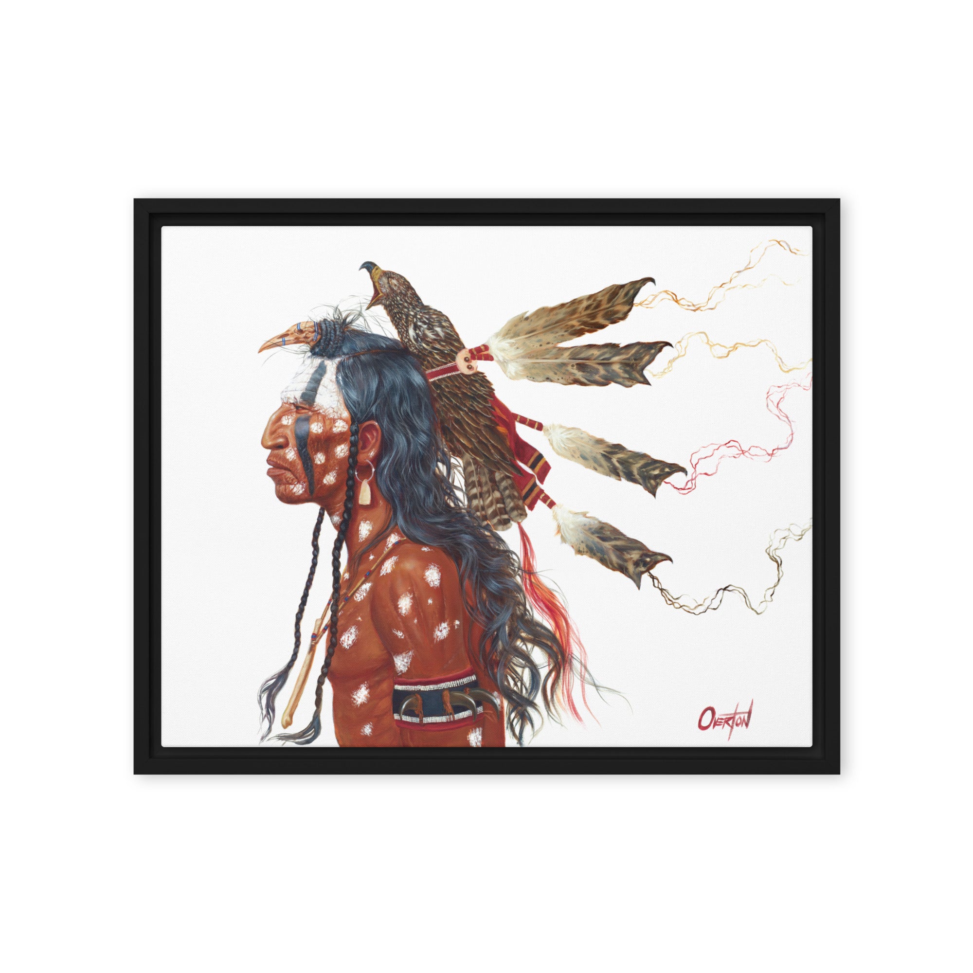 BRAVE WOLF AND THE MEDICINE HAWK | Framed Canvas Print