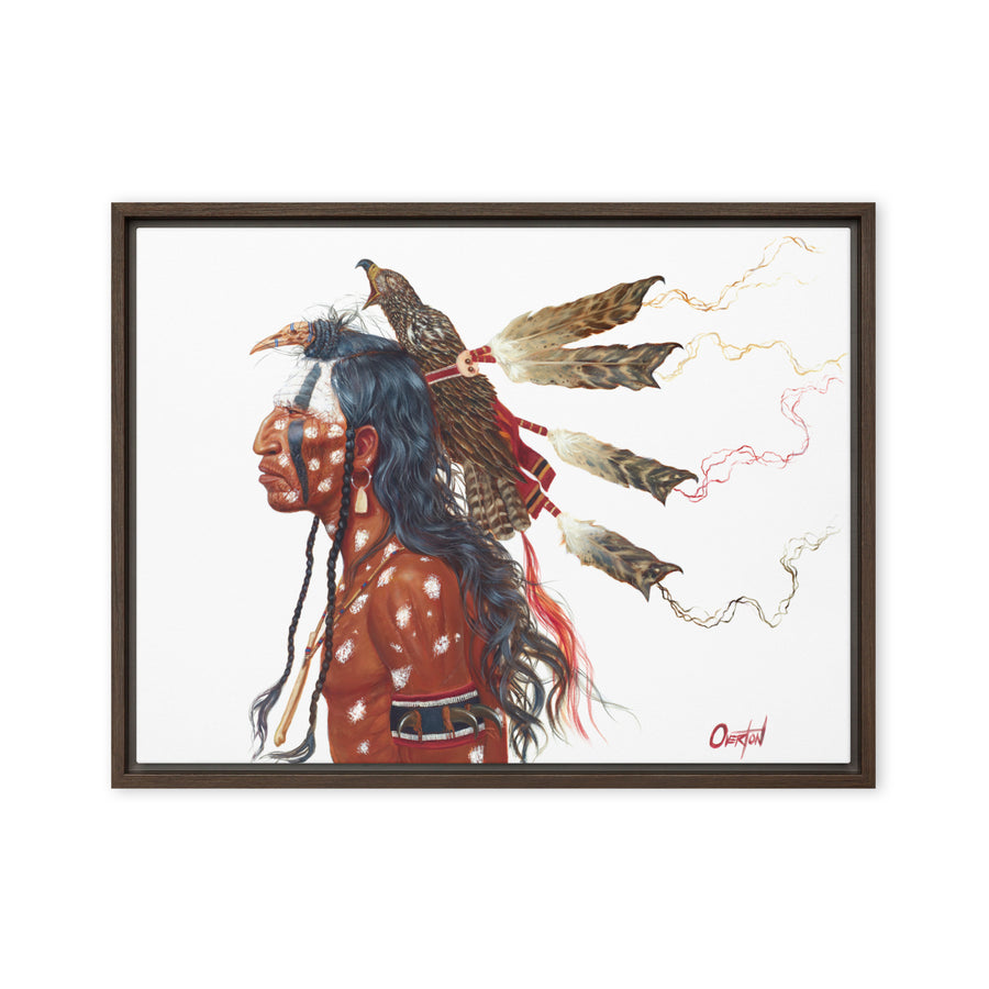 BRAVE WOLF AND THE MEDICINE HAWK | Framed Canvas Print
