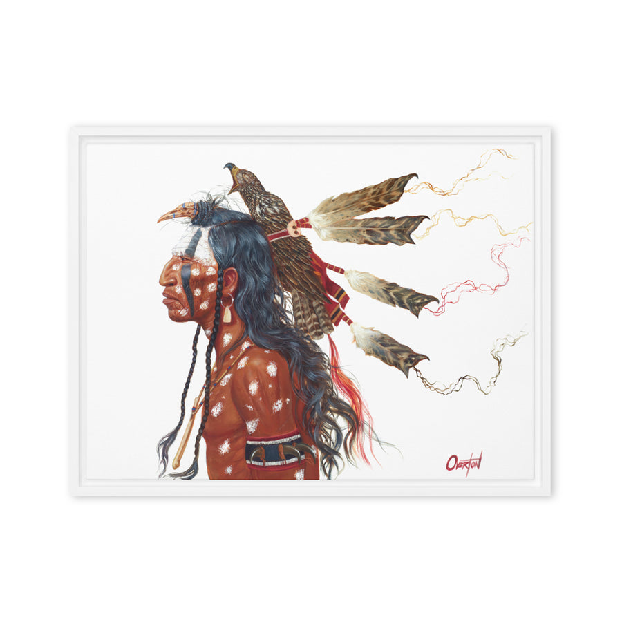 BRAVE WOLF AND THE MEDICINE HAWK | Framed Canvas Print